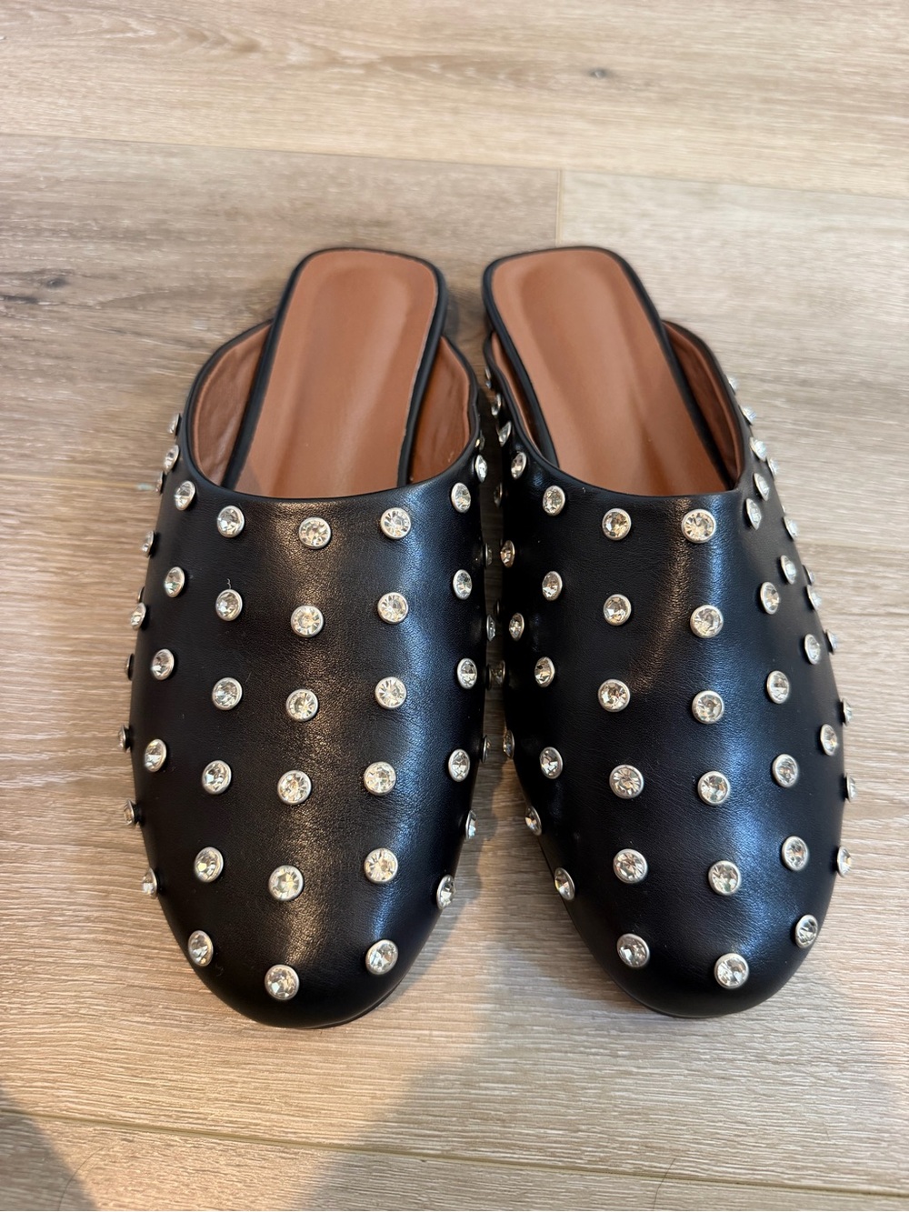 Black Studded Mule Slides